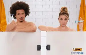 (L-R) Eric Andre and Annie Murphy star in EasyRinse razor's debut campaign.