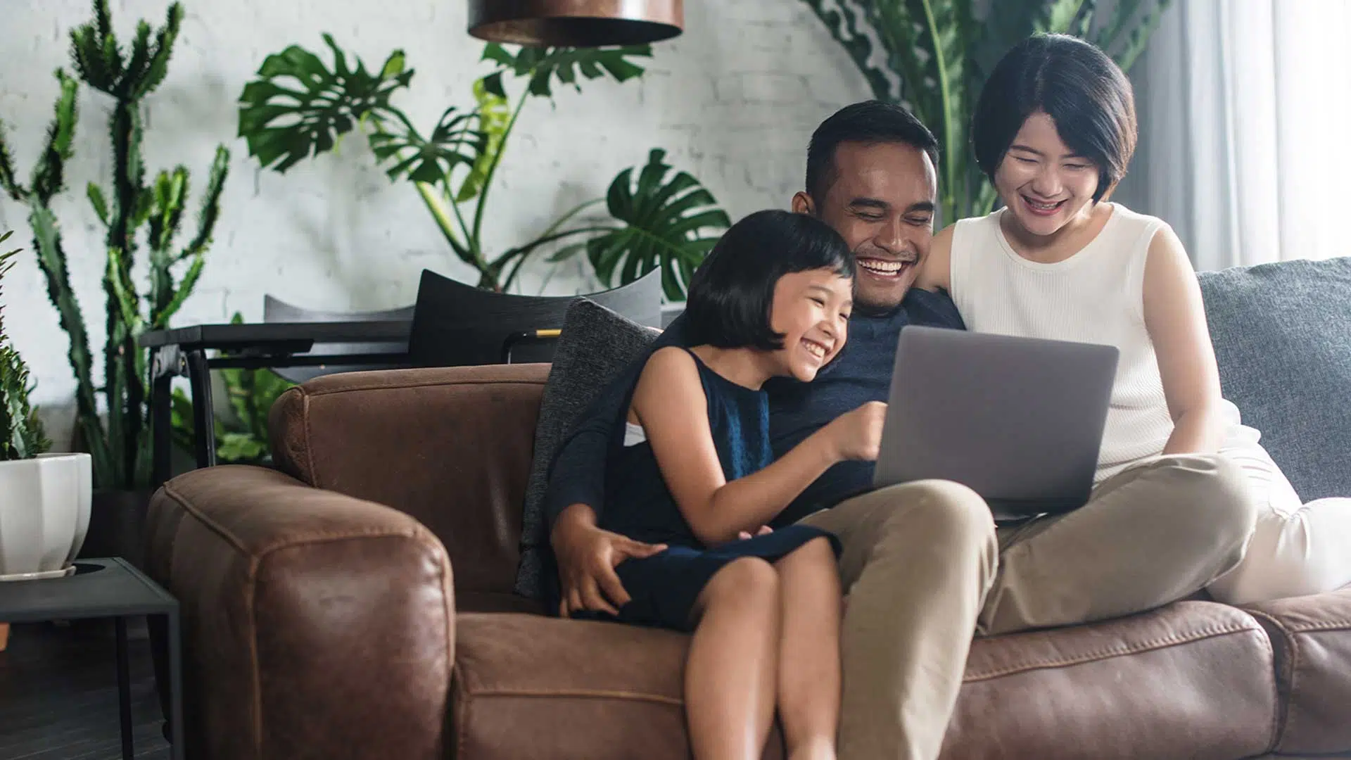 A family at home.